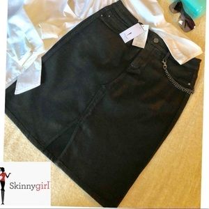 BLACK Denim Skirt SKINNY GIRL w Stretch  Sustainable Cotton Date Vacation Party